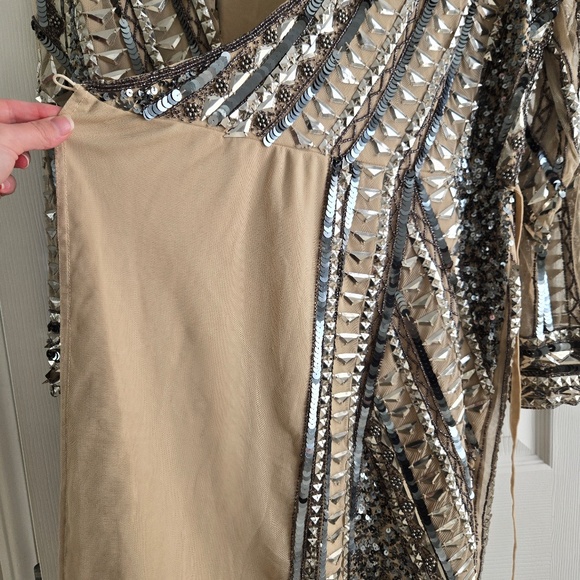 ASOS DESIGN Embellished Mini Dress with Tie Detail - Picture 3 of 9
